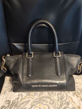 Marc by Marc Jacobs Black Leather Satchel with Gold Hardware